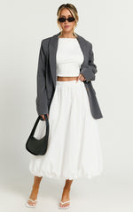 Abbey Midi Skirt - Bubble Hem Skirt in White