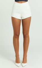 Cassandra Shorts - High Waisted Fitted Micro Shorts in White