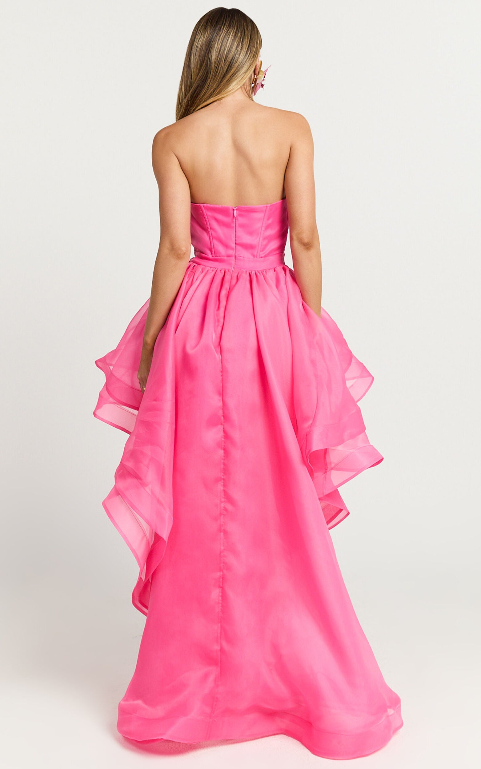 Amalie The Label - Musee Sweetheart High Low Dress in Hot Pink