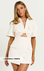 Amalie The Label - Sarah Twist Front Mini Dress in Cream