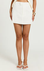 Farrow Mini Skirt - Tailored Linen Skirt in White