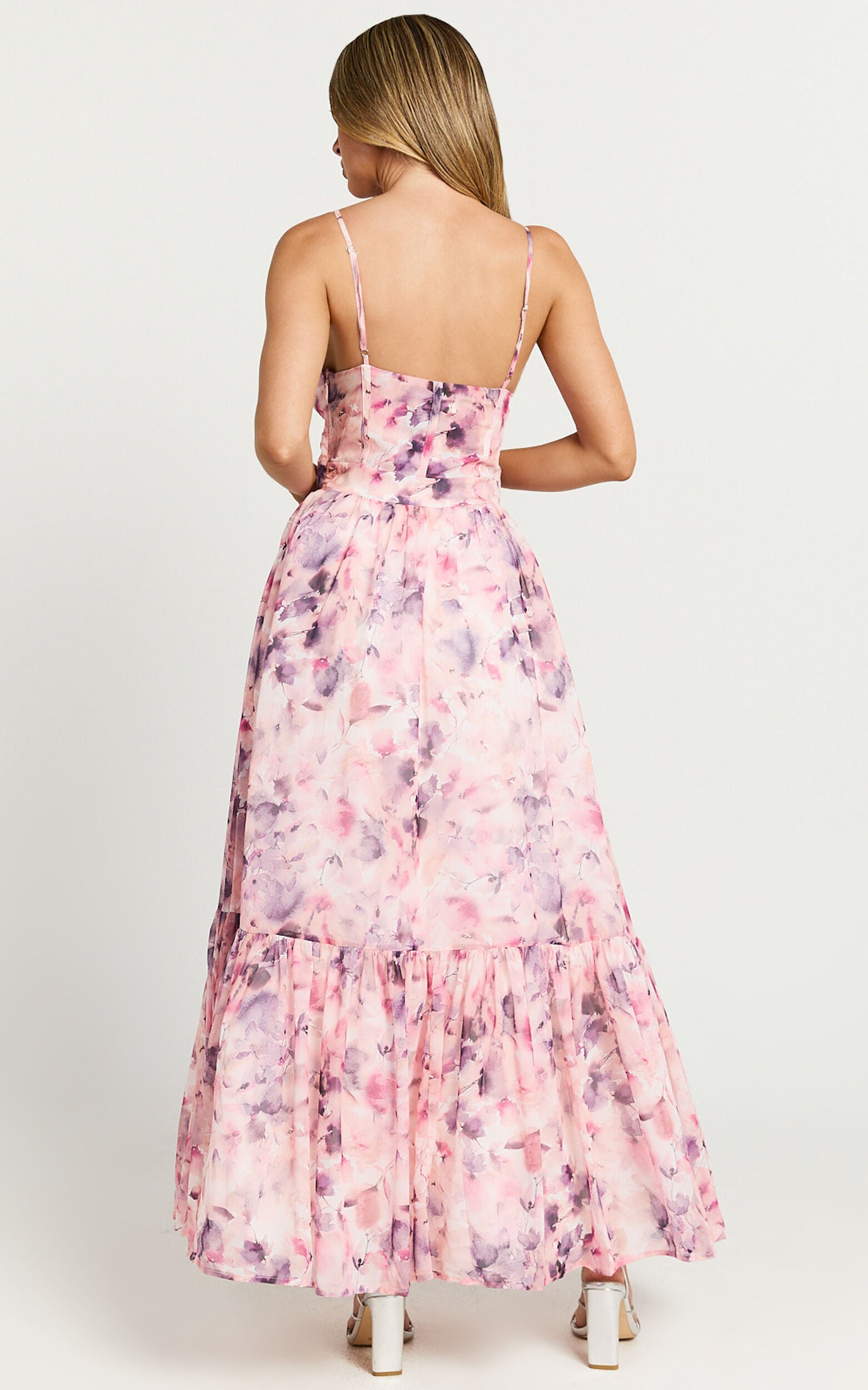 Amalie The Label - Martia Strappy Corset Flare Dress in Adeline Floral Print