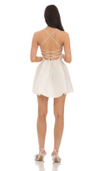 Butterfly Strapless Fit and Flare Dress in White