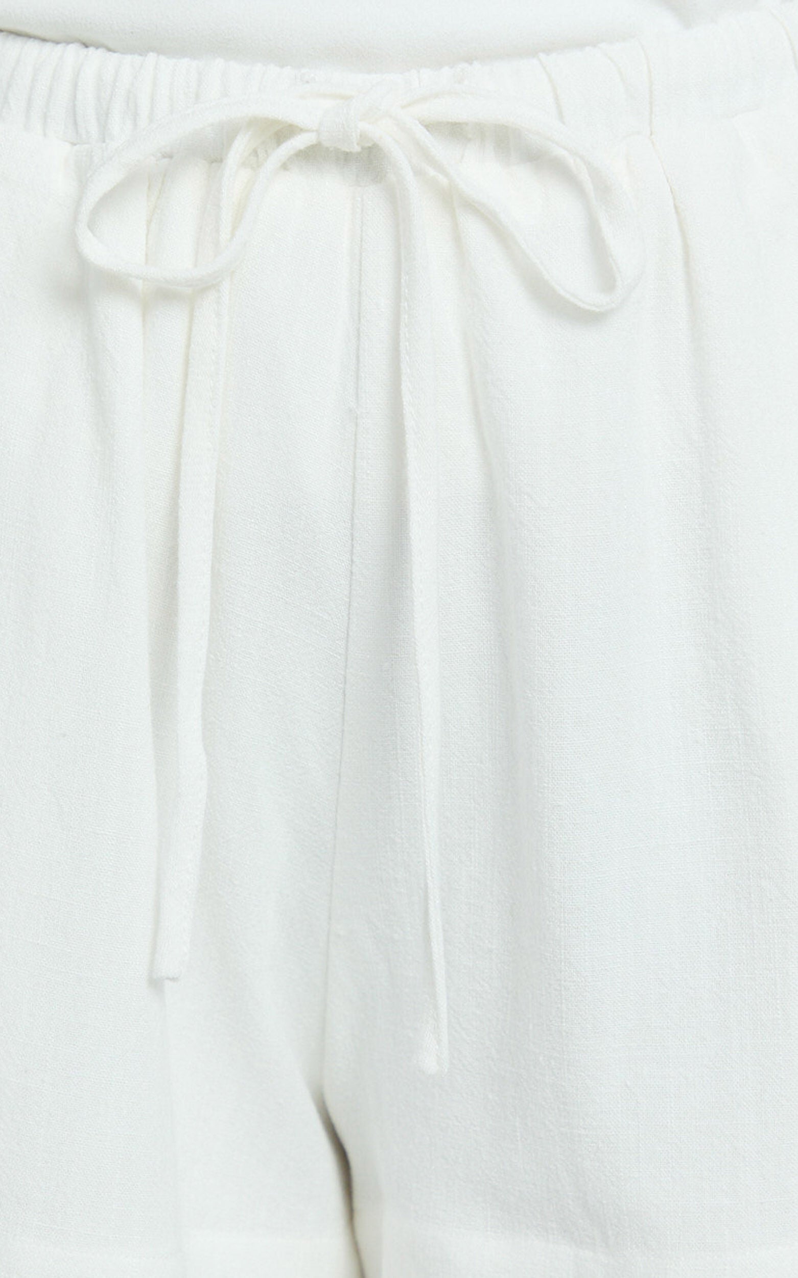 Olivia Shorts - Drawstring Relaxed Linen Shorts in White