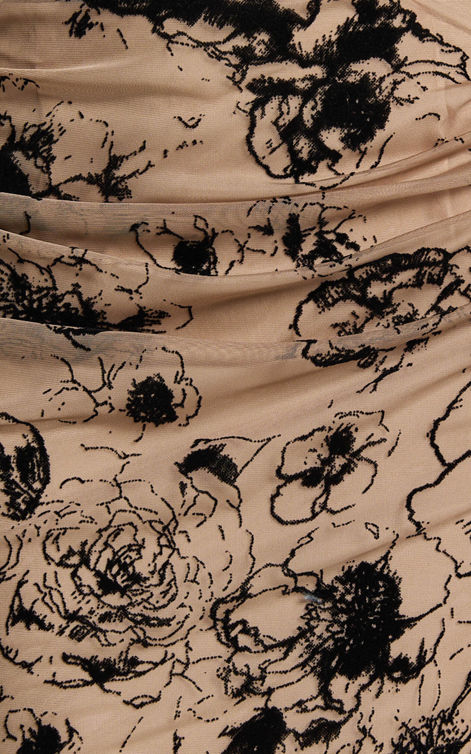 Athena Maxi Skirt - Floral Mesh High Waist Skirt in Brown and Black Burnout