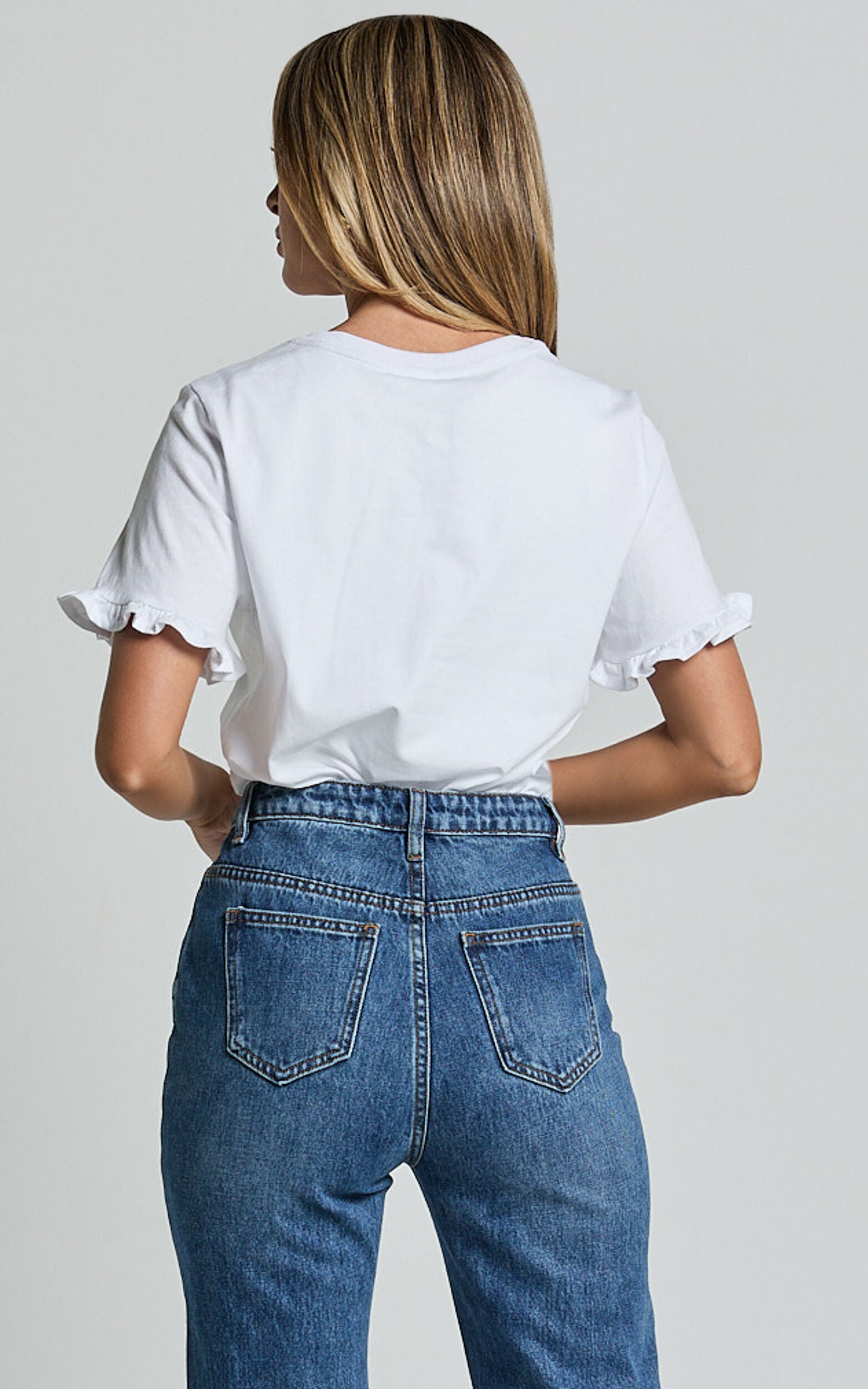 Closer To Home Tee - Ruffle Sleeve Tee in White