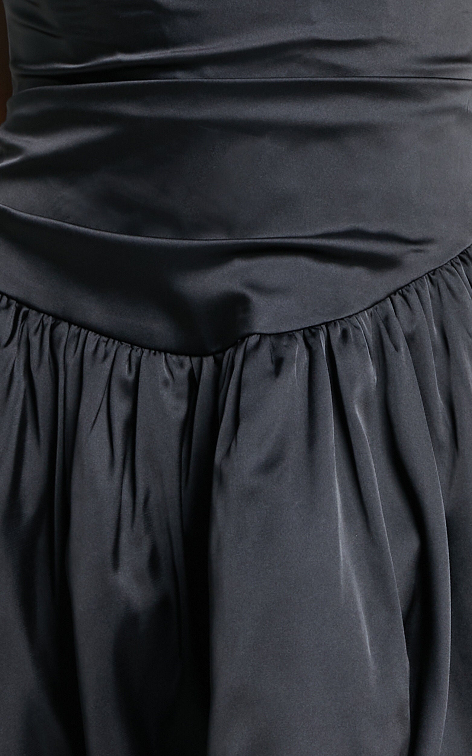Edina Mini Dress - Strapless Drop Waist Puff Ball Dress in Black