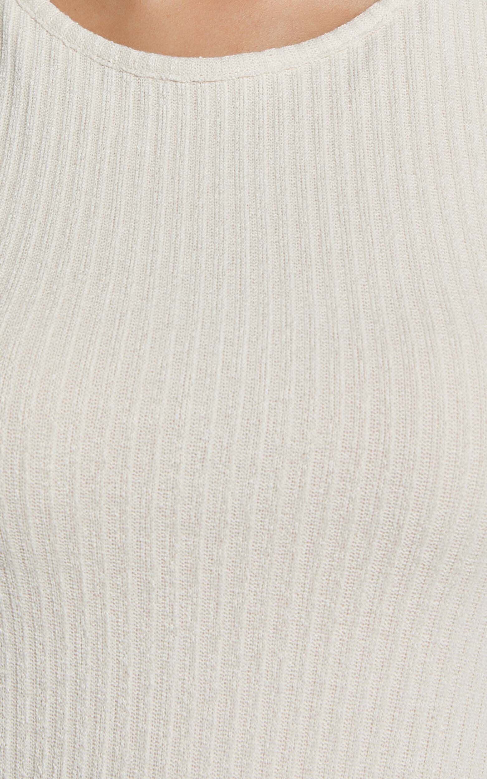Avery Midi Dress - Scoop Neck Column Dress in Cream