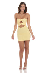 Double Twist Cutout Dress in Yellow