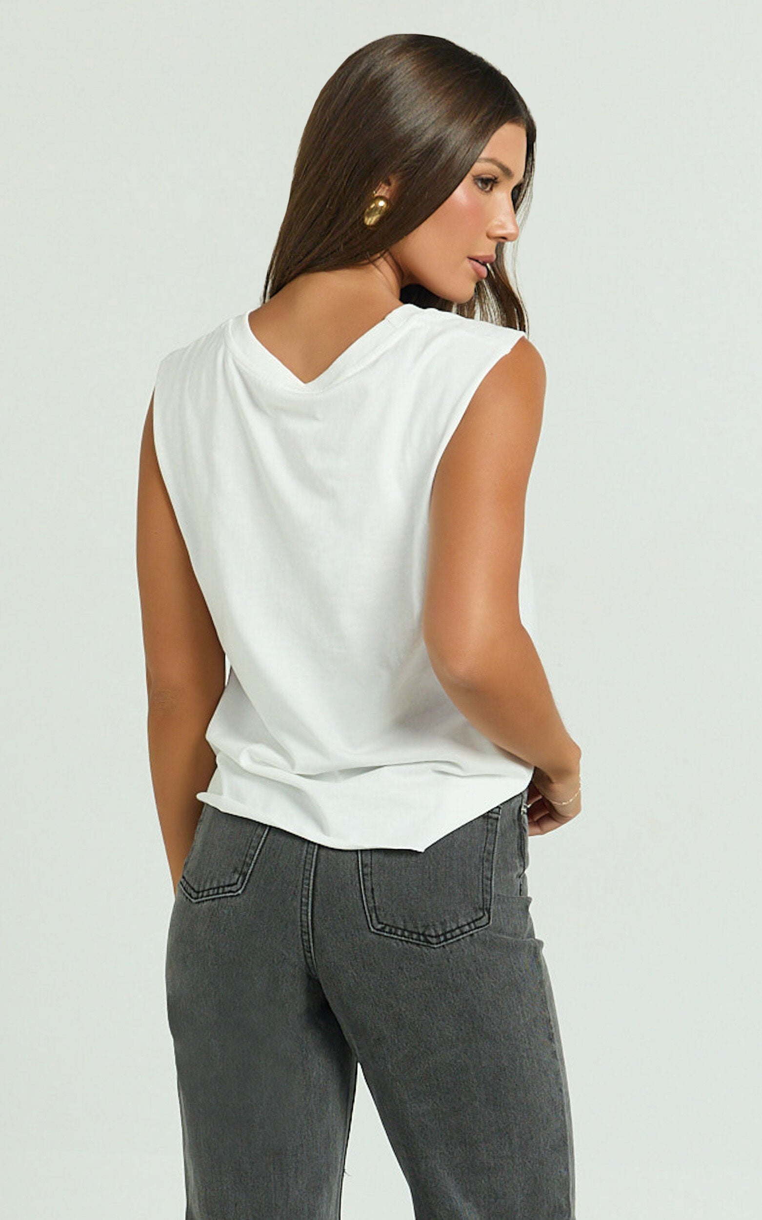Gia Tee - High Neck Tshirt in White