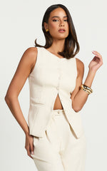 Andie Top - Crew Neck Longline Vest Top in Cream