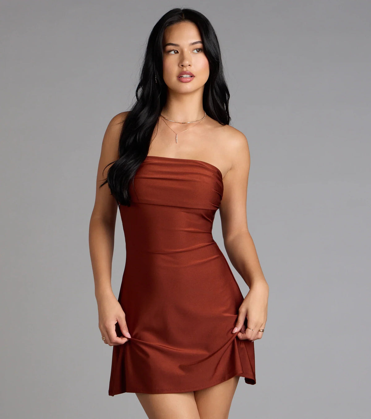 No Effort Drama Lace-Up Mini Dress