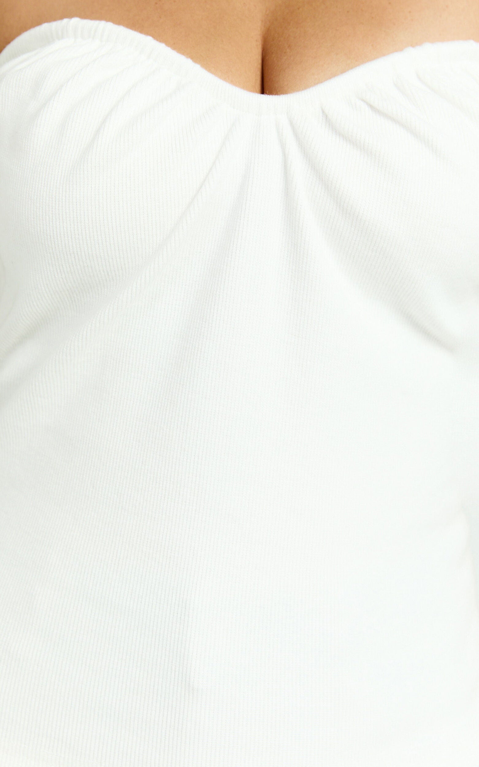 Ida Top - Heart Gathered Neckline Strapless Top in White