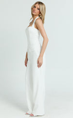 Koko Jumpsuit - Square Neck Halter Tailored Jumpsuit in White