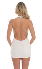 Plunge Neck Halter Dress in White