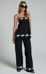 Runaway The Label - Amalia Linen Pant in Black/Sand
