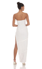 Ruffle Strapless Dress in White