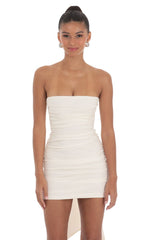 Attachable Bow Strapless Dress in Ivory