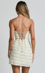 Zahra Mini Dress - Strapless Sequin Slip Dress in Cream