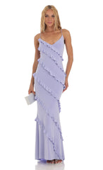 Ruffle Maxi Dress in Purple