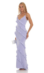 Ruffle Maxi Dress in Purple