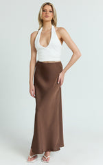 Amari Maxi Skirt - High Waisted Bias Cut Skirt in Chocolate