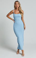 Abegaille Midi Dress - Bodycon Dress in Blue