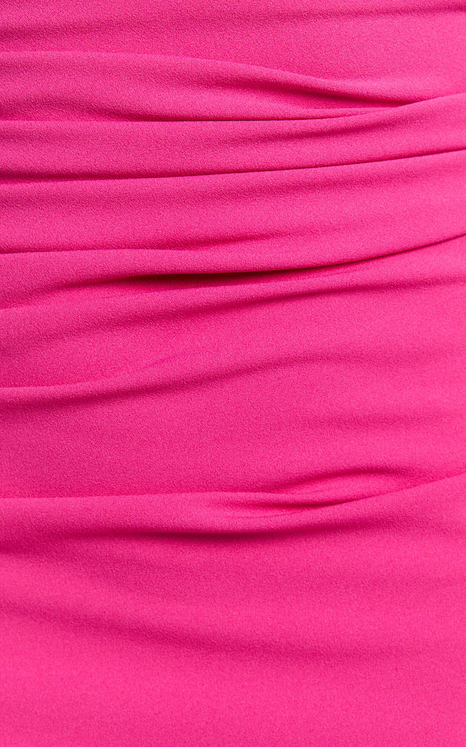 Marge Maxi Dress - One Shoulder Ruched Thigh Split Dress in Hot Pink