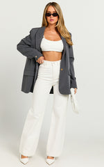 Emman Jeans - High Waisted Cotton Wide Leg Denim Jeans in Ecru