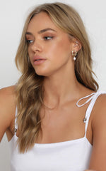 Flora Double Hoop Drop Earring in Gold And Pearl