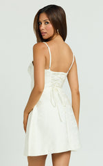 Mavic Mini Dress - Tie Detail Bust Dress in White
