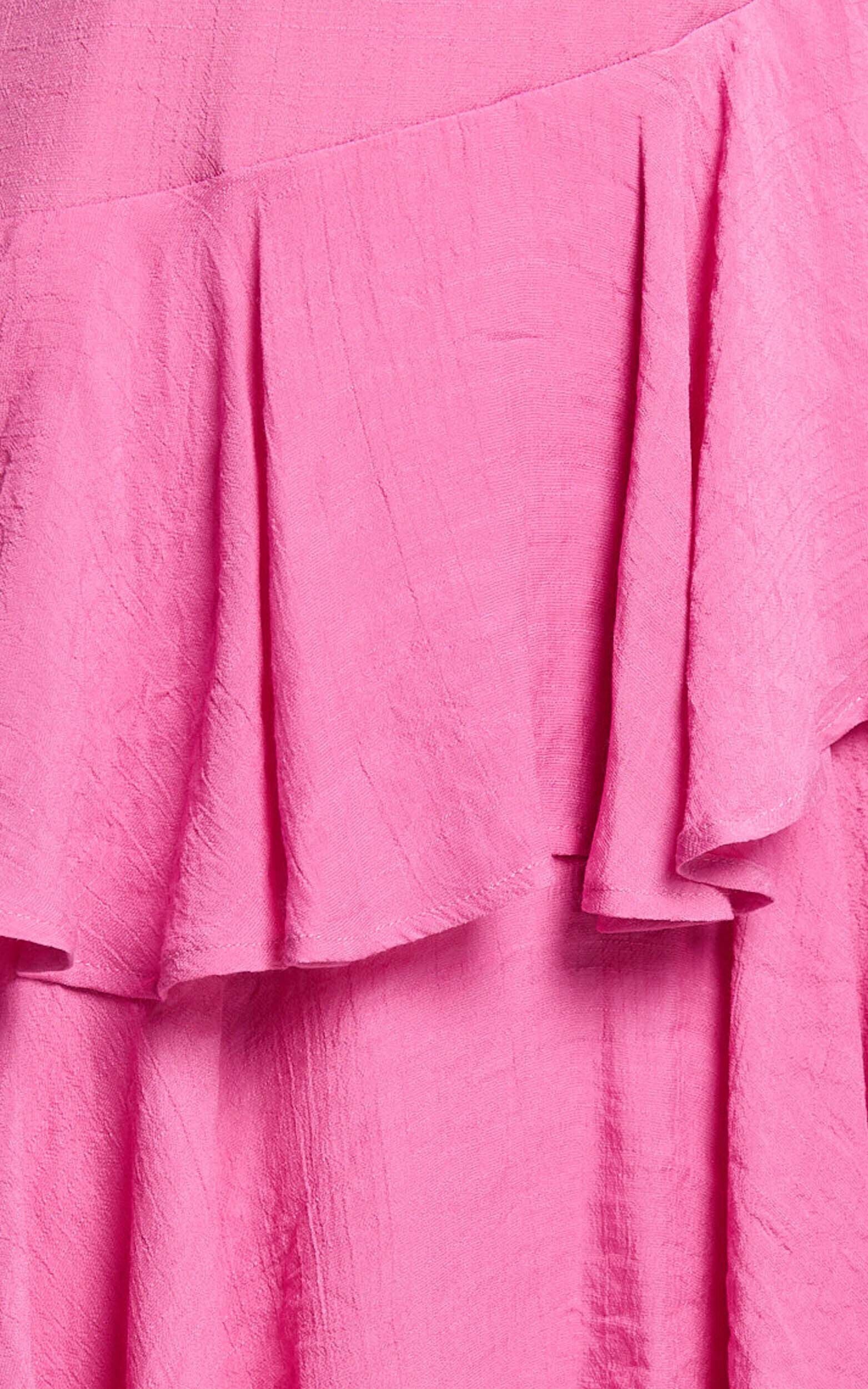 Diana Midi Dress - Sweetheart Ruched Bust Layered Dress in Hot Pink