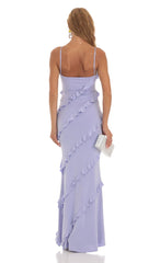 Ruffle Maxi Dress in Purple