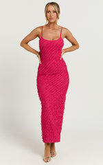 Lilibeth Midi Dress - Strappy Frill Detail Slip Dress in Pink