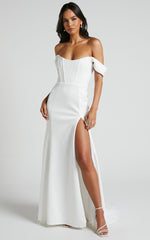 Ynes Bridal Gown - Off Shoulder Corset Split Gown in Ivory