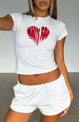 Love Burst Baby Tee Grey Marle