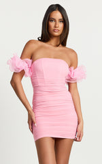 Jonah Mini Dress - Off Shoulder Bodycon Dress in Pink