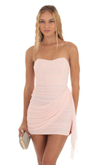 Mesh Tassel Corset Dress in Pink