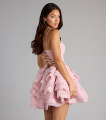 Eden Lace-Up Layered Skater Dress