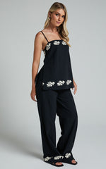 Runaway The Label - Amalia Linen Pant in Black/Sand