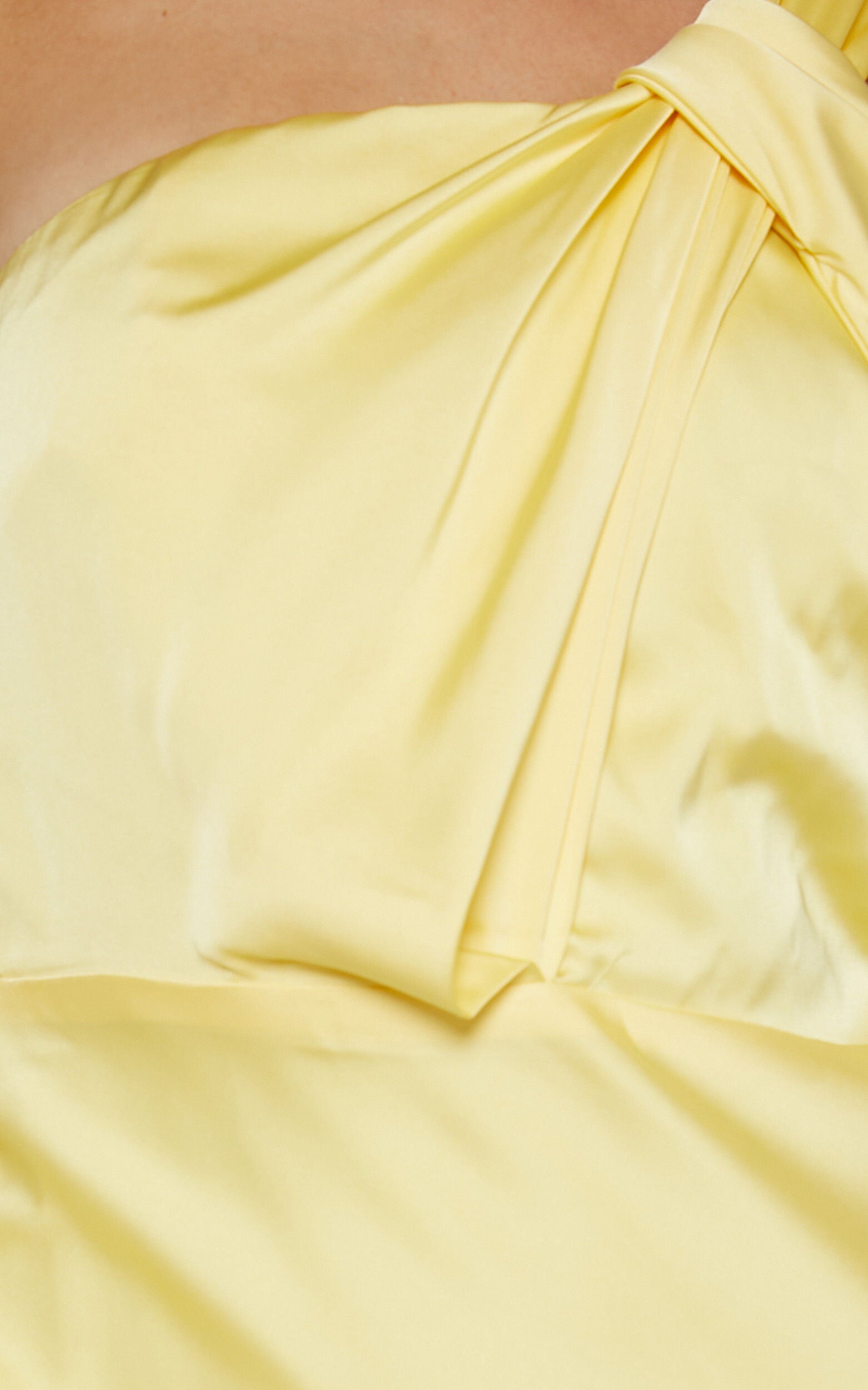 Carmella Midi Dress - One Shoulder Twist Detail Dress in Butter Yellow
