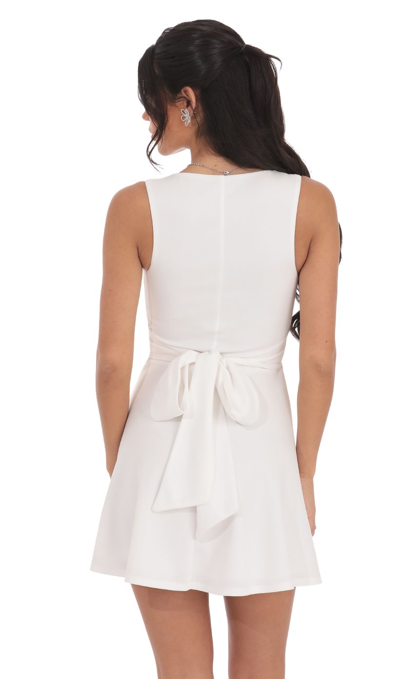Back Bow A-Line Dress in White