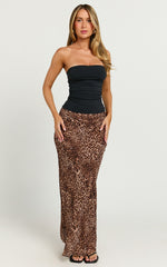 Oscar Maxi Skirt - High Waist Slip Skirt in Tonal Leopard Print