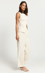Andie Top - Crew Neck Longline Vest Top in Cream