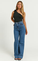 Ryan Bodysuit - One Shoulder Tie Bodysuit in Black