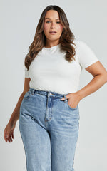 Alexie Tshirt - High Neckline Tshirt in White
