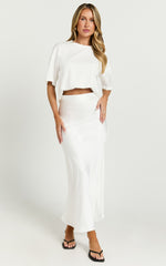 Salina Midi Skirt - Satin Slip Skirt in White