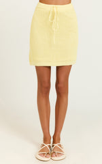 Megan Mini Skirt - Crochet Drawstring Skirt in Lemon