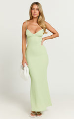 Rhaima Midi Dress - Open Back Strap Detail Dress in Sage