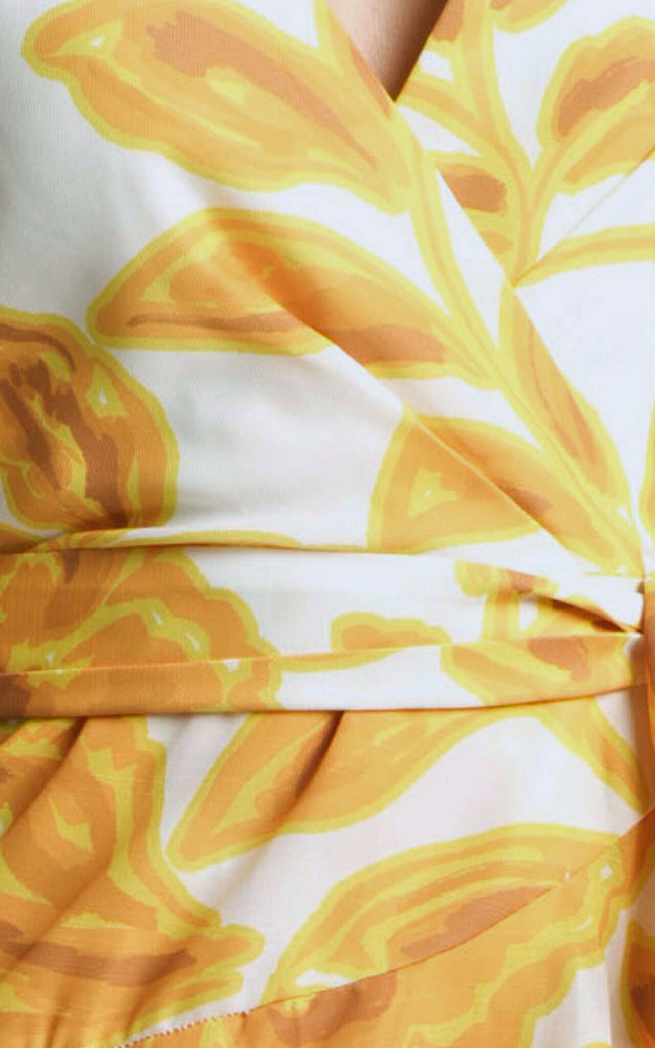 Aleka Mini Dress - V Neck Balloon Sleeve Wrap in Sunshine Floral
